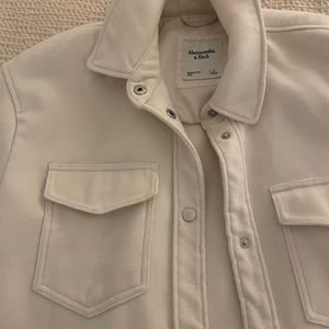 Abercrombie and Fitch White Fleece Button Up